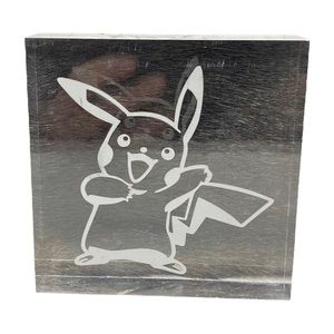Pokémon Pikachu Etched 3” x 3” Glass Block Paperweight